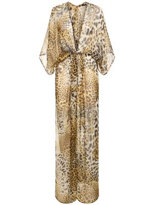 Svilena dolga obleka iz šifona Roberto Cavalli
