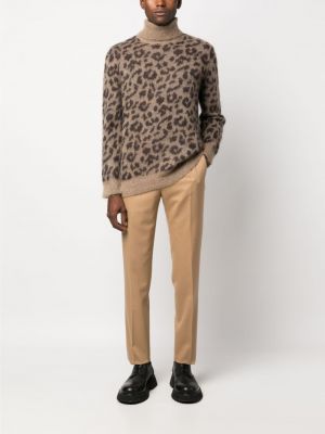 Leopardí svetr s potiskem P.a.r.o.s.h. hnědý