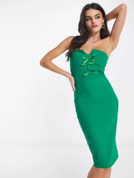Платье миди с бантом Vesper зеленое