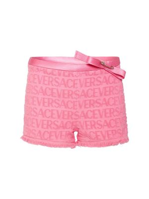 Pantaloni scurți din jacard Versace roz