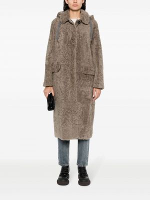 Kabát s kapucí Brunello Cucinelli hnědý