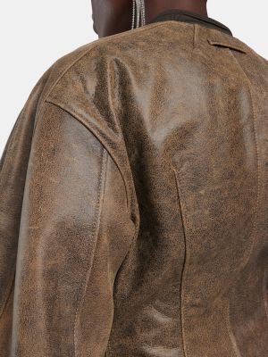 Kožna bomber jakna Jean Paul Gaultier smeđa