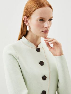 Трикотажная шерстяная укороченная куртка Karen Millen зеленая