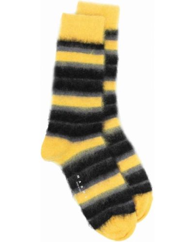 Calcetines a rayas con estampado de lana mohair Marni amarillo