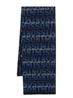 Vlnený šál s potlačou Missoni modrá