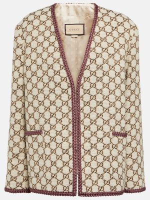 Giacca in tessuto jacquard in tweed Gucci beige