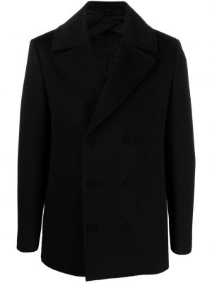 Czarny płaszcz wełniany Fendi