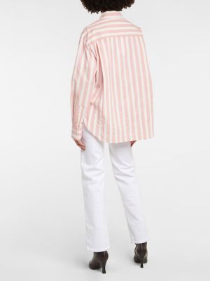 Prugasta pamučna košulja The Frankie Shop ružičasta