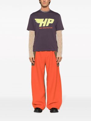 Bavlněné tričko s potiskem Heron Preston fialové