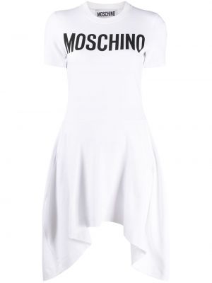 Сукня з логотипом плісироване Moschino, біле