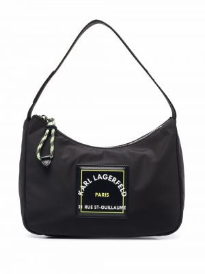Bolsa de hombro con estampado Karl Lagerfeld negro