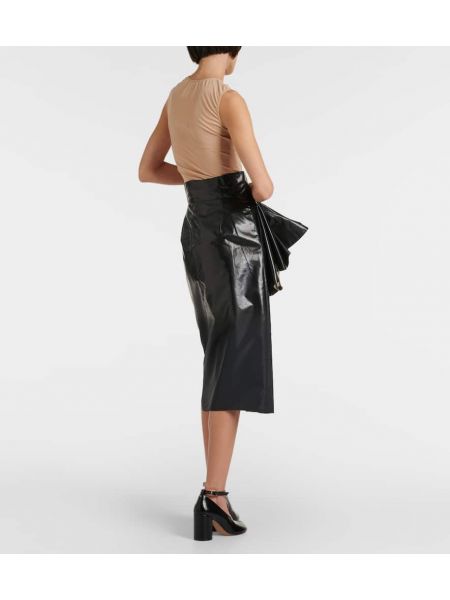 Drapovaný midi sukňa s vysokým pásom Maison Margiela čierna