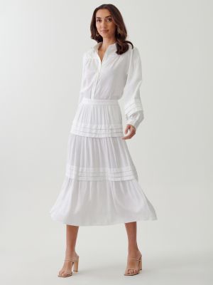 Midi sukňa Tussah biela