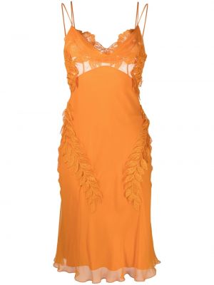 Копринена вечерна рокля без ръкави Alberta Ferretti оранжево