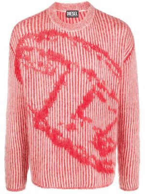 Пуловер с абстрактен десен Diesel червено