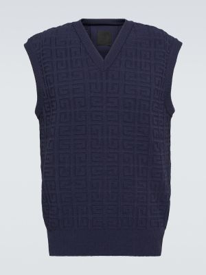 Жакардов пуловер без ръкави Givenchy синьо
