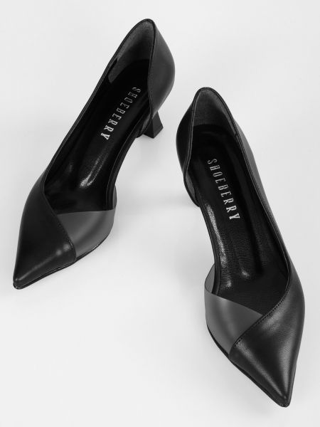 Прозрачные туфли на каблуке на шпильке Shoeberry черные