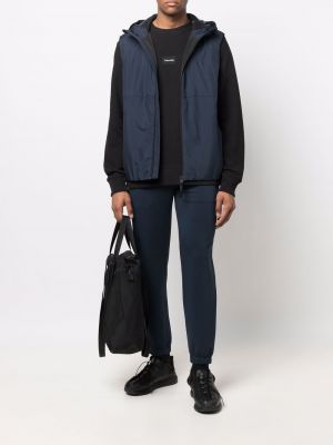 Vesta na zip s kapucí s potiskem Calvin Klein modrá