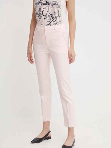 Spodnie z wysoką talią Lauren Ralph Lauren różowe