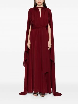 Drapiruotas asimetriškas šilkinis vakarinė suknelė Elie Saab raudona