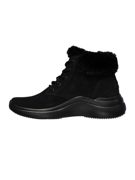 Пуховые замшевые ботинки Skechers черные