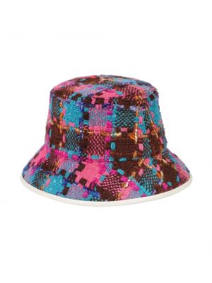 Tvídový kostkovaný klobouk Gucci růžový