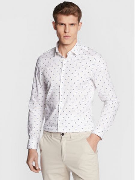Koszula slim fit slim fit w kwiatki casual Calvin Klein - biały