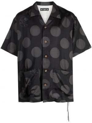 Копринена риза на точки с принт Mastermind World черно