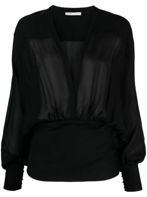 Блуза с v-образно деколте Rev черно