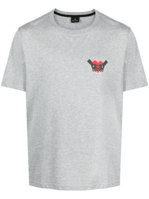 Bavlněné tričko s potiskem se srdcovým vzorem Ps Paul Smith šedé