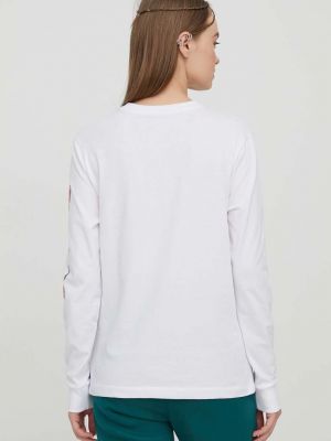Bavlněné tričko s dlouhým rukávem s dlouhými rukávy Vans bílé