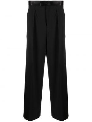 Pantaloni cu picior drept plisate Emporio Armani negru
