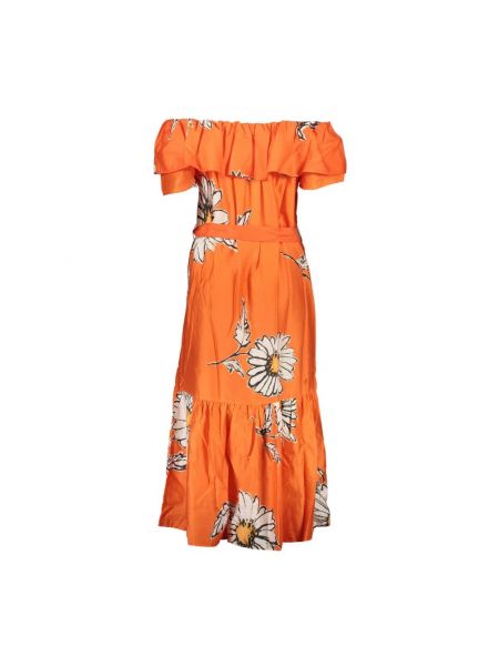 Sukienka długa bawełniana z krótkim rękawem Desigual pomarańczowa