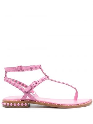 Leder sandale mit kristallen Ash pink