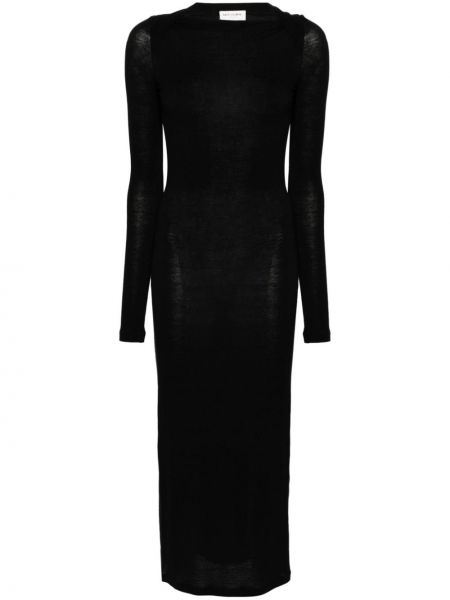 Vestito lungo di lana Saint Laurent nero
