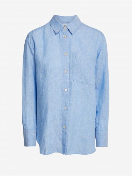 Lněná košile Marks & Spencer modrá