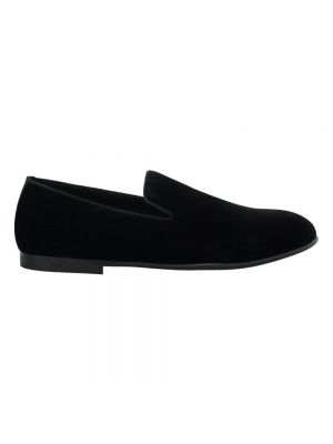 Aksamitne loafers Dolce And Gabbana czarne