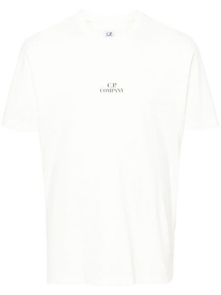 Памучна тениска с принт C.p. Company бяло