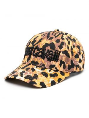 Памучна шапка с козирки с принт с леопардов принт Just Cavalli