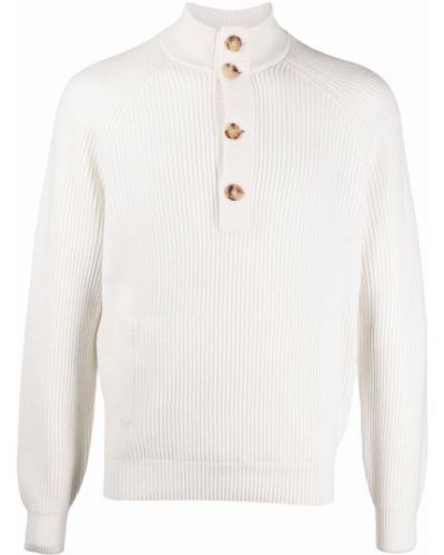 Jersey con botones de punto de tela jersey Brunello Cucinelli blanco
