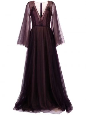Вечерна рокля от тюл Costarellos виолетово