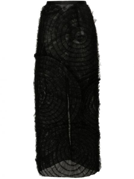 Priehľadná dlhá sukňa s volánmi Huishan Zhang čierna