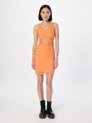 Дънкова рокля Calvin Klein Jeans оранжево