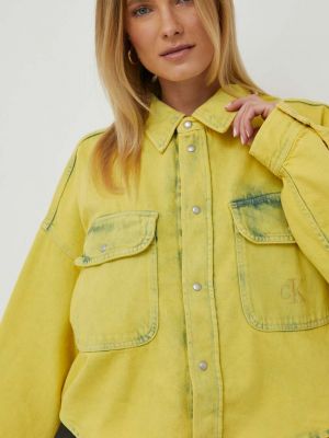 Дънкова риза Calvin Klein Jeans жълто