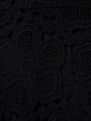 Čipkované vlnené midi šaty Elie Saab čierna