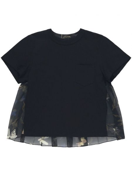 Φλοράλ βαμβακερή μπλούζα με σχέδιο Sacai μαύρο