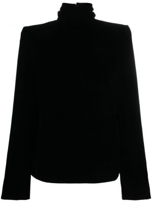 Aksamitna bluzka Saint Laurent czarna