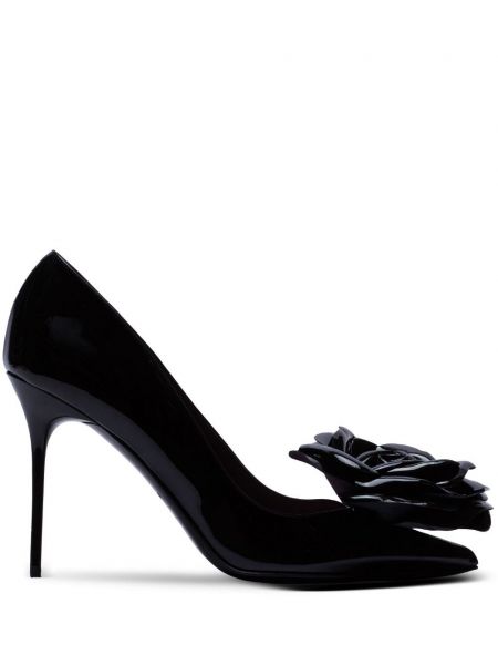 Кожени полуотворени обувки Balmain черно