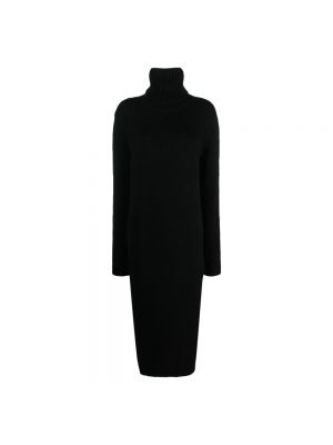 Sukienka długa wełniana Saint Laurent czarna