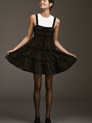 Многоярусное мини-платье без рукавов с квадратным вырезом Hunter Bell черный